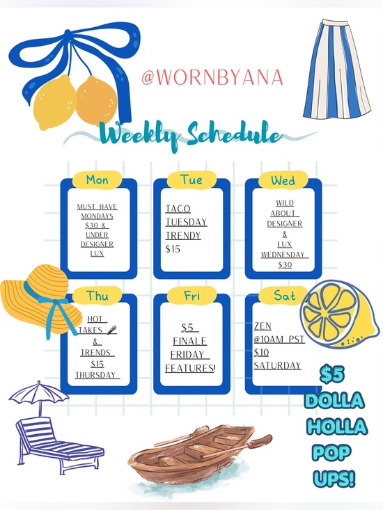 Accessories - Wornbyana show schedule